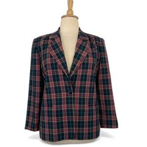 Vintage‎ Plaid Blazer Women’s 14 1 Button Long Sleeve